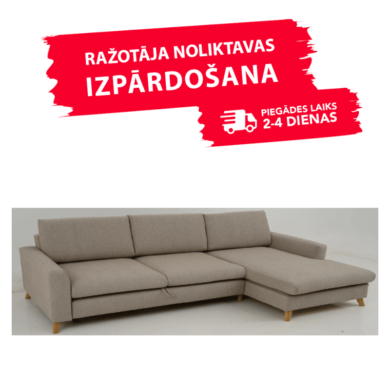 Sofa MARIO SLEEPING (Dešinysis kampas, ištraukiamas) (Smėlio spalvos)